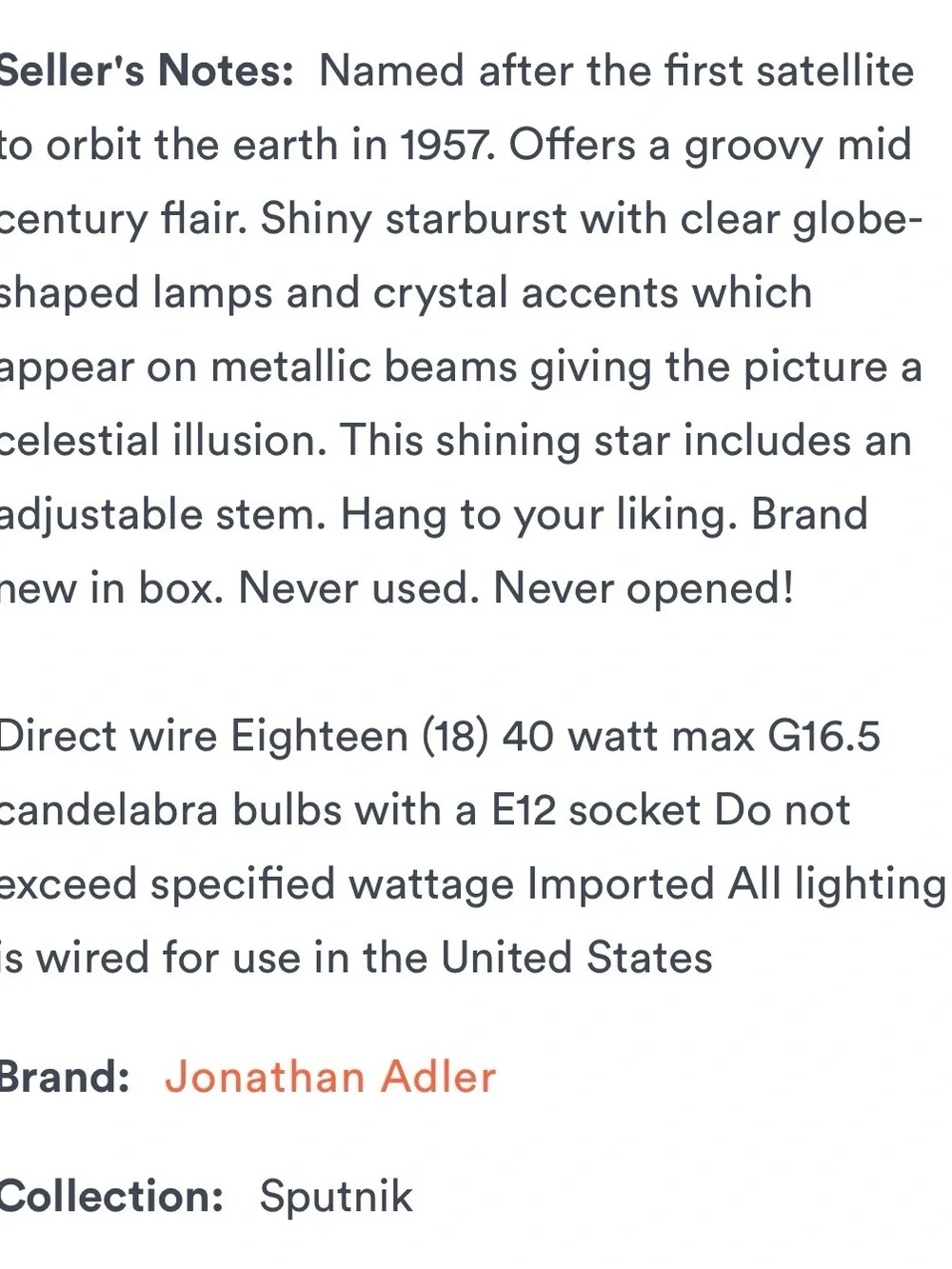 Jonathan Adler Chrome Sputnik Bubble Chandelier NEW